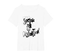 Offizieller Social Distortion Black Splatter Smiley T-Shirt, Damen Große Größen, Weiß, 1X