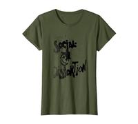 Offizieller Social Distortion Black Splatter Smiley T-Shirt, Damen, Olivgrün, XXL