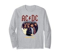 Offizielles AC/DC Highway to Hell Circle Rock Musik Band Langarmshirt, Unisex für Erwachsene, Grau Meliert, M