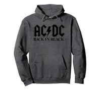 Offizielles AC/DC Logo Rock Musik Band Back In Black Pullover Hoodie, Unisex für Erwachsene, Anthrazit Meliert, M