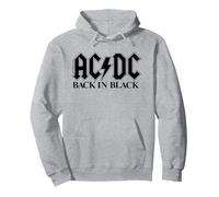 Offizielles AC/DC Logo Rock Musik Band Back In Black Pullover Hoodie, Unisex für Erwachsene, Grau Meliert, XL