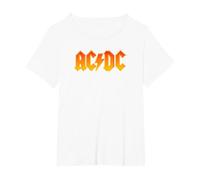 Offizielles AC/DC Rock Musik Band Feuer Logo Fan Geschenk T-Shirt, Damen Große Größen, Weiß, 3X