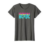 Offizielles AC/DC Rock Musik Band Neon Flammen T-Shirt, Damen, Anthrazit, 3XL
