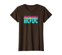 Offizielles AC/DC Rock Musik Band Neon Flammen T-Shirt, Damen, Braun, XS