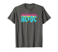 Offizielles AC/DC Rock Musik Band Neon Flammen T-Shirt, Herren, Anthrazit, 5XL