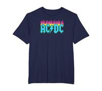 Offizielles AC/DC Rock Musik Band Neon Flammen T-Shirt, Herren Große Größen, Marineblau, 3X Tall