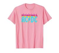 Offizielles AC/DC Rock Musik Band Neon Flammen T-Shirt, Herren, Rosa, 3XL