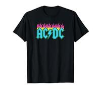 Offizielles AC/DC Rock Musik Band Neon Flammen T-Shirt, Herren, Schwarz, L