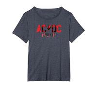 Offizielles AC/DC Rock Musik Band PWRUP Photo Logo T-Shirt, Damen Große Größen, Blau Meliert, 2X
