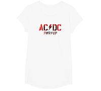 Offizielles AC/DC Rock Musik Band PWRUP Photo Logo T-Shirt, Mädchen, Weiß, S