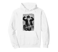 Offizielles AC/DC Rockband Angus Young Distressed Foto Musik Pullover Hoodie, Unisex für Erwachsene, Weiß, L