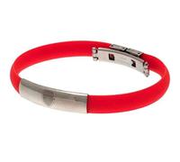 Offizielles Arsenal Football Club Farbe Silikon Armband mit Edelstahl Verschluss und Wappen Platte - perfekte Weihnachten, Geburtstag Geschenk