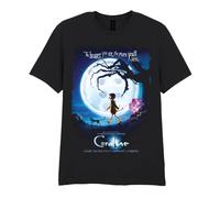 Offizielles Coraline T-Shirt - Grafik-T-Shirt für Erwachsene, Dark Fantasy Movie Shirt, offizielles Lizenzprodukt, Schwarz, Klein