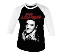 Offizielles Lizenzprodukt Elvis - Viva Las Vegas Baseball 3/4 Ärmel T-Shirt (Schwarz-Weiß), Medium