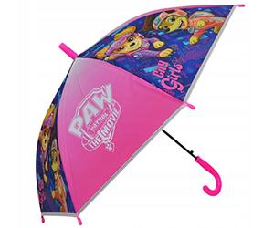 Offizielles Lizenzprodukt für Kinder, automatischer Regenschirm für Mädchen und Jungen. Paw Patrol, Disney Mickey Minnie Maus, Spiderman-Figuren, Paw Patrol - der Film - Pink/Violett, Taschenschirm