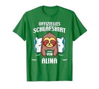Offizielles Schlafshirt von Alina Faultier Personalisiert T-Shirt, Herren, Dunkelgrün, XL
