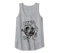 Offizielles Social Distortion Black Spray Skelly Tank Top, Damen, Grau Meliert, S