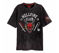 Offizielles Stranger Things Hellfire Crest Unisex T-Shirt, Schwarz, Größe L