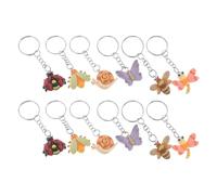 OFFSCH 12 Stück Realistischer Cartoon Insekten Schlüsselanhänger aus Leichtem Material Bunte Rucksack und Autoschlüssel Dekoration Glatte Oberfläche für Alltag und Party