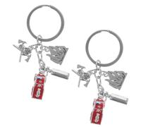 OFFSCH 2 Stück Feuerwehr Schlüsselanhänger mit Feuerwehrohrauto Charm aus Langlebigem Material Rot Silber als Rucksack und Party Gastgeschenk für Feuerwehrfans