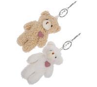 OFFSCH 2 Stück Plüsch Bär Schlüsselanhänger Weicher Teddybär Anhänger mit Silbernem Karabiner und Rosa Herz Niedlicher Kuscheltier bär Anhänger für Tasche Rucksack Auto Geschenk für