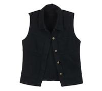 OFFSUM Damen Jeansweste - Mittellange Frühlings-Herbst-Beiläufige Ärmellose Jacke Im Koreanischen Stil Einreihig Große Größe Mit Taschenkleidung Schwarz 6XL