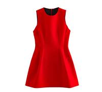 OFFSUM Damen Kleid Ärmelloses -Frauen O-Ausschnitt Rotes Sommerkleid Sexy Rücken Reißverschluss Mode Party Elegante Kurze Cocktailkleider Für Party Abschlussball Abend Hochzeit Kleidung,Rot,S