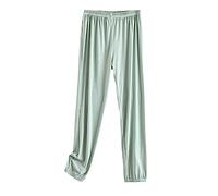 OFFSUM Damen Pyjamahose - Eisseide Schlafhose Home Kleidung Elastische Taille Nachtwäsche Frühling Sommer Dünne Pyjamas Frauen Freizeithosen Nachtwäsche,Grün,XL