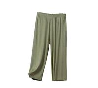 OFFSUM Damen Pyjamahose - Sommer-Schlafhose, Dünne Homewear-Baumwolle, 8XL, Übergröße, Hohe Taille, Schlanke Nachtwäsche, Einfache, Bequeme, Lässige Loungewear, Grün, 4XL