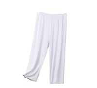 OFFSUM Damen Pyjamahose - Sommer-Schlafhose, Dünne Homewear-Baumwolle, 8XL, Übergröße, Hohe Taille, Schlanke Nachtwäsche, Einfache, Bequeme, Lässige Loungewear, Weiß, 4XL