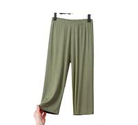 OFFSUM Damen Pyjamahose - Xl-8Xl Schlafhose, Lässige, Lockere Pyjamahose, Loungewear, 3/4-Länge, Sommer, Dünne Heimkleidung Für Workout, Yoga, Sport, Grün, 8XL