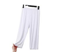 OFFSUM Damen Pyjamahose - Xl-8Xl Schlafhose Lässige Lose Pyjamahose Loungewear 3/4 Länge Sommer Dünne Heimkleidung Für Workout Yoga Sport,Weiß,XXL