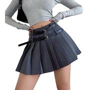 OFFSUM Kurze Röcke Für Damen -Faltenrock Für Damen, Koreanischer Stil, Modisch, Hohe Taille, A-Linie, Minirock, Lässig, Vintage, Elegante Streetwear, Kleidung Für Abendparty, Grau, S