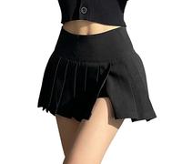 OFFSUM Kurze Röcke Für Damen -Faltenröcke Für Damen, Sexy, Schmal, Geteilt, Minirock, Einfarbig, Hohe Taille, A-Linie, Modische Streetwear, Kleidung Für Arbeit, Büro, Party, Schwarz, XL