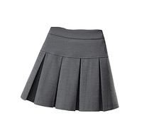 OFFSUM Kurze Röcke Für Damen -Koreanischer Stil, Plissierter Minirock Für Damen, Einfache A-Linie, Hohe Taille, Tägliche Kleidung, Lässig, Einfarbig, Workout-Sportrock Für Arbeit, Büro, Grau, Xs
