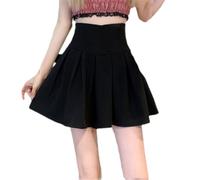 OFFSUM Kurze Röcke Für Damen -Modischer Damen-Minirock Mit Hoher Taille, Koreanischer Stil, Faltenrock, A-Linie, Schlank, Einfach, Einfarbig, Für Arbeit, Büro, Party, Kleidung, Schwarz, S