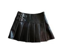 OFFSUM Kurze Röcke Für Damen -S-3Xl Pu-Leder-Minirock Für Damen, Vintage, Hohe Taille, Sexy Faltenröcke, Streetwear, Koreanischer Stil, Schlanke, Lässige A-Linie, Modische Kleidung, Schwarz, 3XL