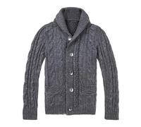OFFSUM Strickjacke Für Herren - Große Herbst-Winter-Verdickung Warm Klassisch Lässig Pullover Mantel Einreihig Mit Tasche Strickjacke Oberbekleidung Grau XL