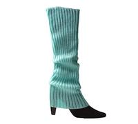 Ofggd 80er-90er Jahre Frauen Mädchen Strick Skating Beinstulpen Regenbogen Gestreifte Gehäkelte Gerippte Kniestrümpfe Für Party Accessoires. Gerippte Gestrickte Fußlose Socken