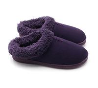 ofoot Damen Warme Mokassins Wildleder Clog Hausschuhe mit flauschigem Flanellfell Futter Memory Foam Einlegesohle Indoor Outdoor Rutschfeste Gummisohlen mit hartem Boden