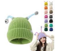 Oforest Winter Parent-Child Cute Glowing Little Monster Knit Hat, Cute Little Monster LED Knit Beanie, Warm Wool hat (DE/NL/SE/PL, Alphanumerisch, Einheitsgröße, Light Green)