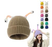 Oforest Winter Parent-Child Cute Glowing Little Monster Knit Hat, Cute Little Monster LED Knit Beanie, Warm Wool hat (DE/NL/SE/PL, Alphanumerisch, Einheitsgröße, Coffee)