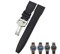 OFWAX 20 mm, 21 mm, 22 mm, Kalbsleder, Uhrenarmbänder für IWC Mark LE PE PRINCE IW327004 IW377714 Big Pilot Zubehör, Faltschließe, 20mm silver buckle, Azetat, Kein Edelstein