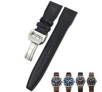 OFWAX 20 mm, 21 mm, 22 mm, Kalbsleder, Uhrenarmbänder für IWC Mark LE PE PRINCE IW327004 IW377714 Big Pilot Zubehör, Faltschließe, 21mm black buckle, Azetat, Kein Edelstein