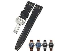 OFWAX 20 mm, 21 mm, 22 mm, Kalbsleder, Uhrenarmbänder für IWC Mark LE PE PRINCE IW327004 IW377714 Big Pilot Zubehör, Faltschließe, 20mm silver buckle, Azetat, Kein Edelstein