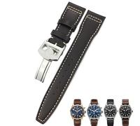 OFWAX 20 mm, 21 mm, 22 mm, Kalbsleder, Uhrenarmbänder für IWC Mark LE PE PRINCE IW327004 IW377714 Big Pilot Zubehör, Faltschließe, 20mm silver buckle, Azetat, Kein Edelstein