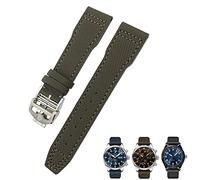 OFWAX 20 mm / 21 mm Nylon-Leder-Uhrenarmband, für IWC Portofino Big Pilot IW3293 Mark 18 Serie, für TAG Heuer Leder-Nylon-Uhrenarmband, für Tissot Watch Upgrade-Ersatzarmband, 20 mm