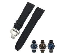 OFWAX 20 mm / 21 mm Nylon-Leder-Uhrenarmband, für IWC Portofino Big Pilot IW3293 Mark 18 Serie, für TAG Heuer Leder-Nylon-Uhrenarmband, für Tissot Watch Upgrade-Ersatzarmband, 21 mm