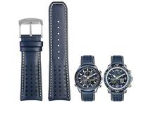 OFWAX 22mm 23mm blaue Farbe echtes Leder Armband Armband Herrenarmband für Citizen AT8020-54L/JY8078 mit Faltschließe Armband(Blue yellow silver,22mm)
