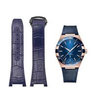 OFWAX Für Omega Constellation Double Eagle Series-Uhrenarmband Manhattan-Gummi-Rindsleder für Herren Observatory Strap Notch 25-14 mm(Blue-black)